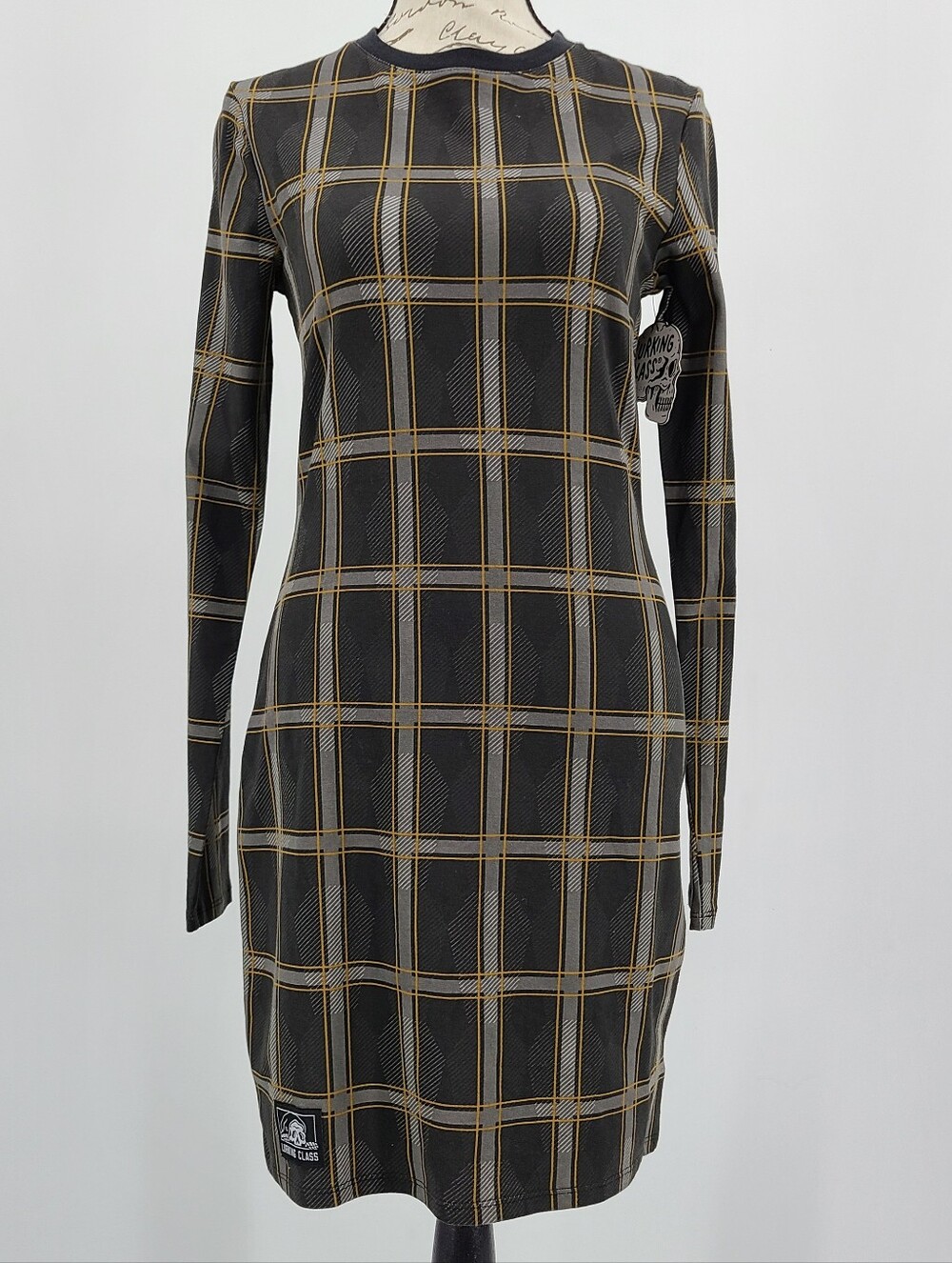 Lurking Class Shadow Coffin Plaid Cotton Skater Dress Size Medium